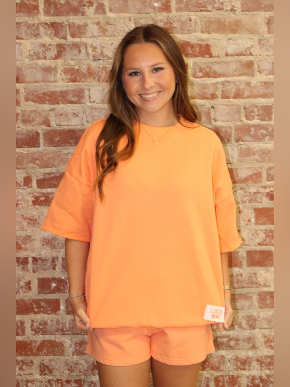LULU MAC SHORT SLEEVE TERRY CLOTH TOP-ORANGE